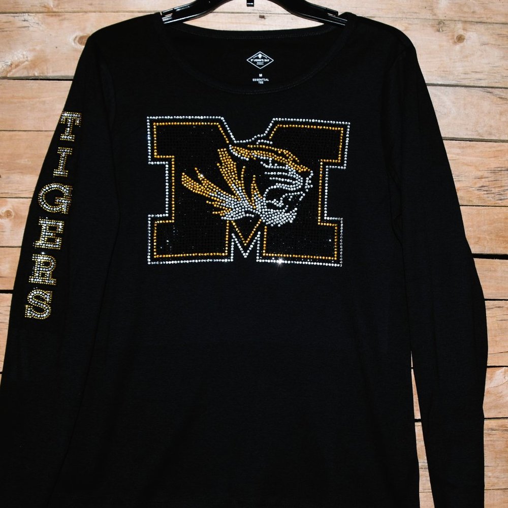 Missouri Tigers rhinestone long sleeve RN black shirt XS S M L XL XXL …